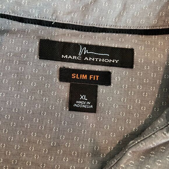 NWT Marc Anthony Gray 100% Cotton Textured Fabric Slim-Fit Button-Down Shirt, XL - Picture 5 of 6